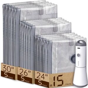 Vacbird 15 Pack Vacuum Storage Bags with Rechargeable Electric Pump CP-X7-GY-5G